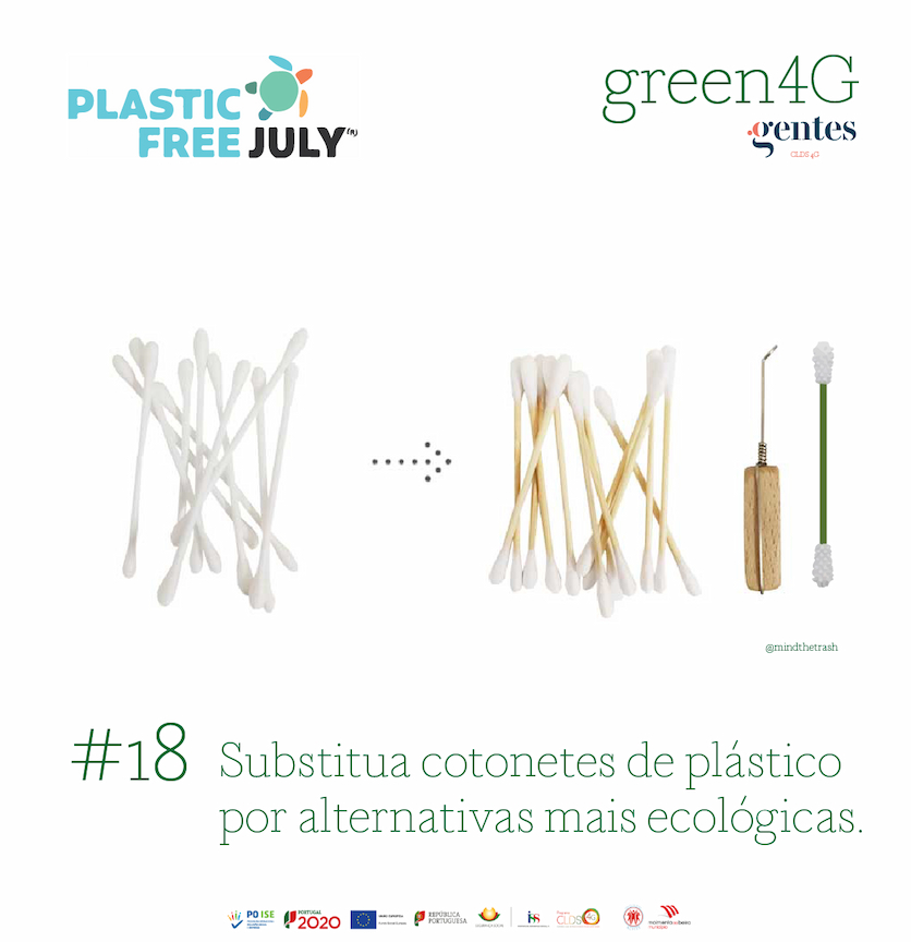 #18 Substitua cotonetes de plástico por alternativas mais ecológicas.