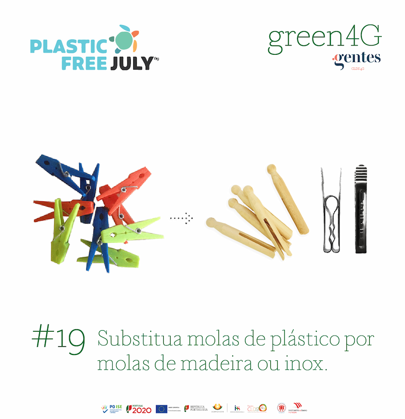 #19 Substitua molas de plástico por molas de madeira ou inox.