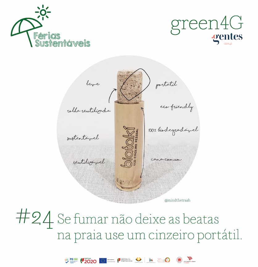 Read more about the article #24 Se fumar, não deixe as beatas na praia, use um cinzeiro portátil.