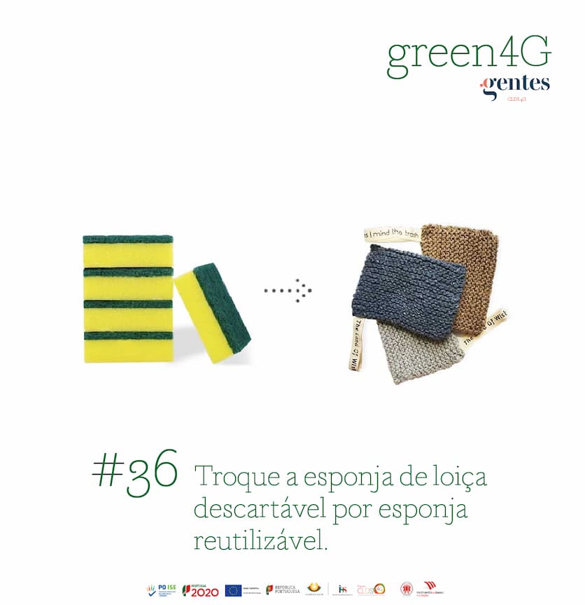 Read more about the article #36 Troque a esponja de loiça descartável por uma esponja reutilizável.