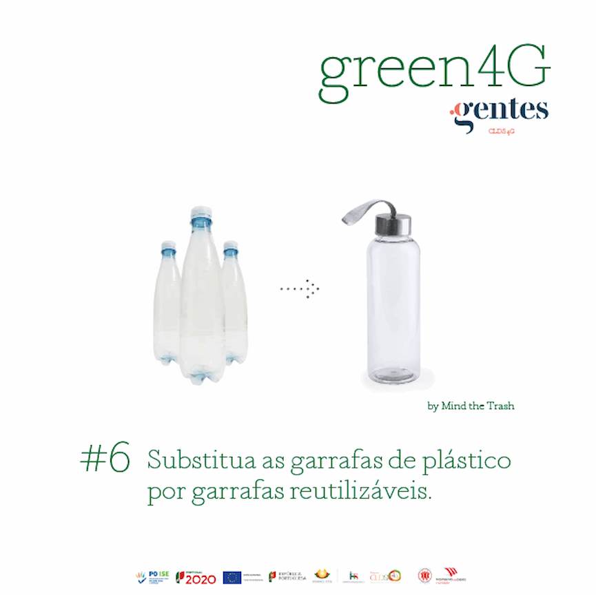 #6 Substitua garrafas de plástico por garrafas reutilizáveis.
